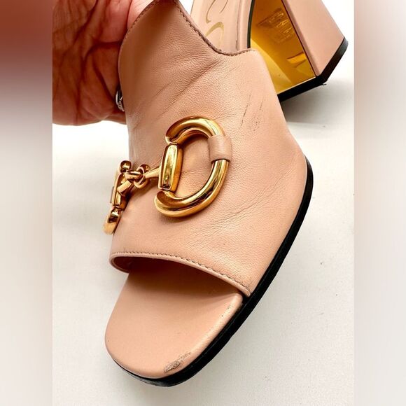 Gucci Baby Horsebit Block Heel Slide Mules Leather In Pink  Rose EU 41 US 11 - Picture 9 of 13